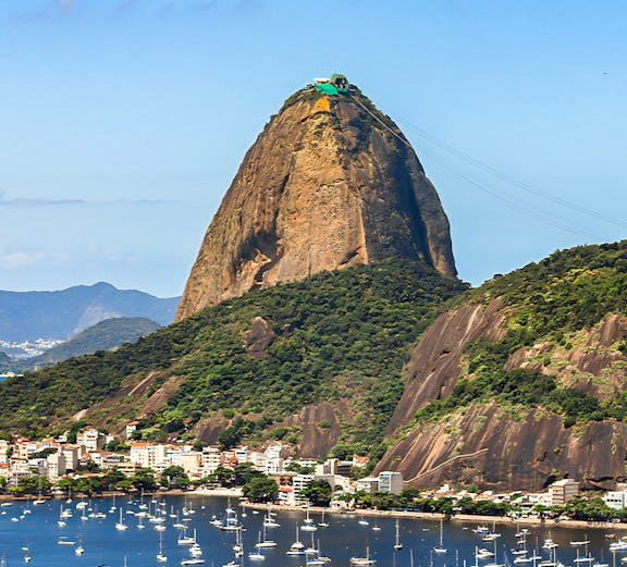 Sugar Loaf Mountain and Botafogo Cove viewed from Mirante do Pedrao, Rio de Janeiro.