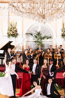 Orchestra and dancers performing at Kursalon Vienna concert hall.