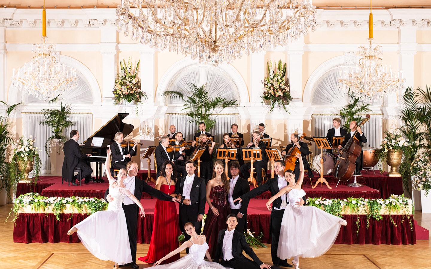 Orchestra and dancers performing at Kursalon Vienna concert hall.