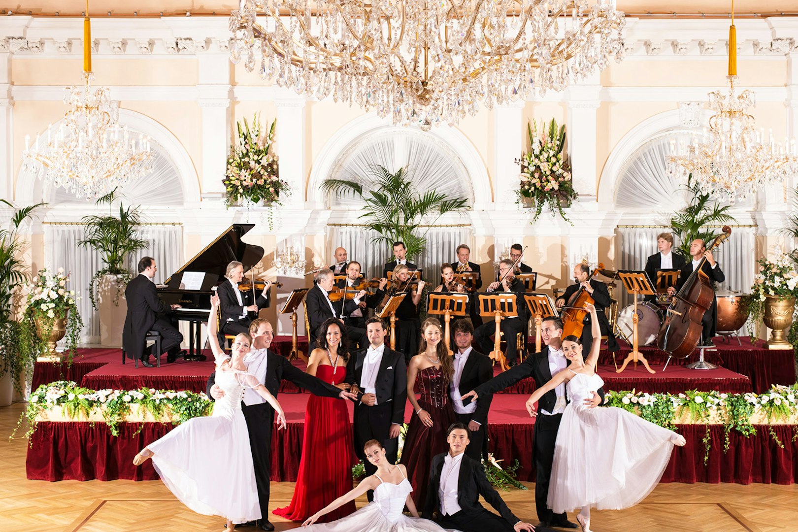 Orchestra and dancers performing at Kursalon Vienna concert hall.