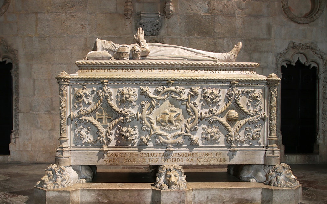 Tomb of Vasco da Gama inside Jerónimos Monastery, Lisbon, part of Belém Essential Combo tour.