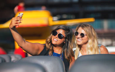 Tourists taking a selfie on the Chicago Sea Dog Architecture Cruise.