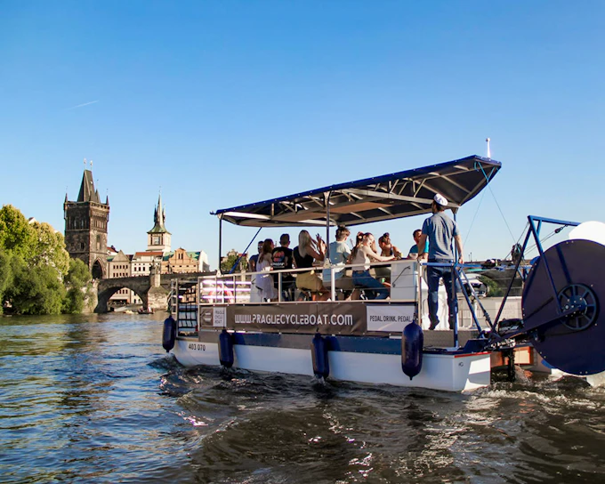 Prague Cycle Boat Tour with Unlimited Beer