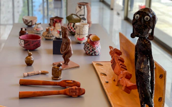 Indigenous artifacts displayed at Santa Rita Vineyard, Santiago tour.