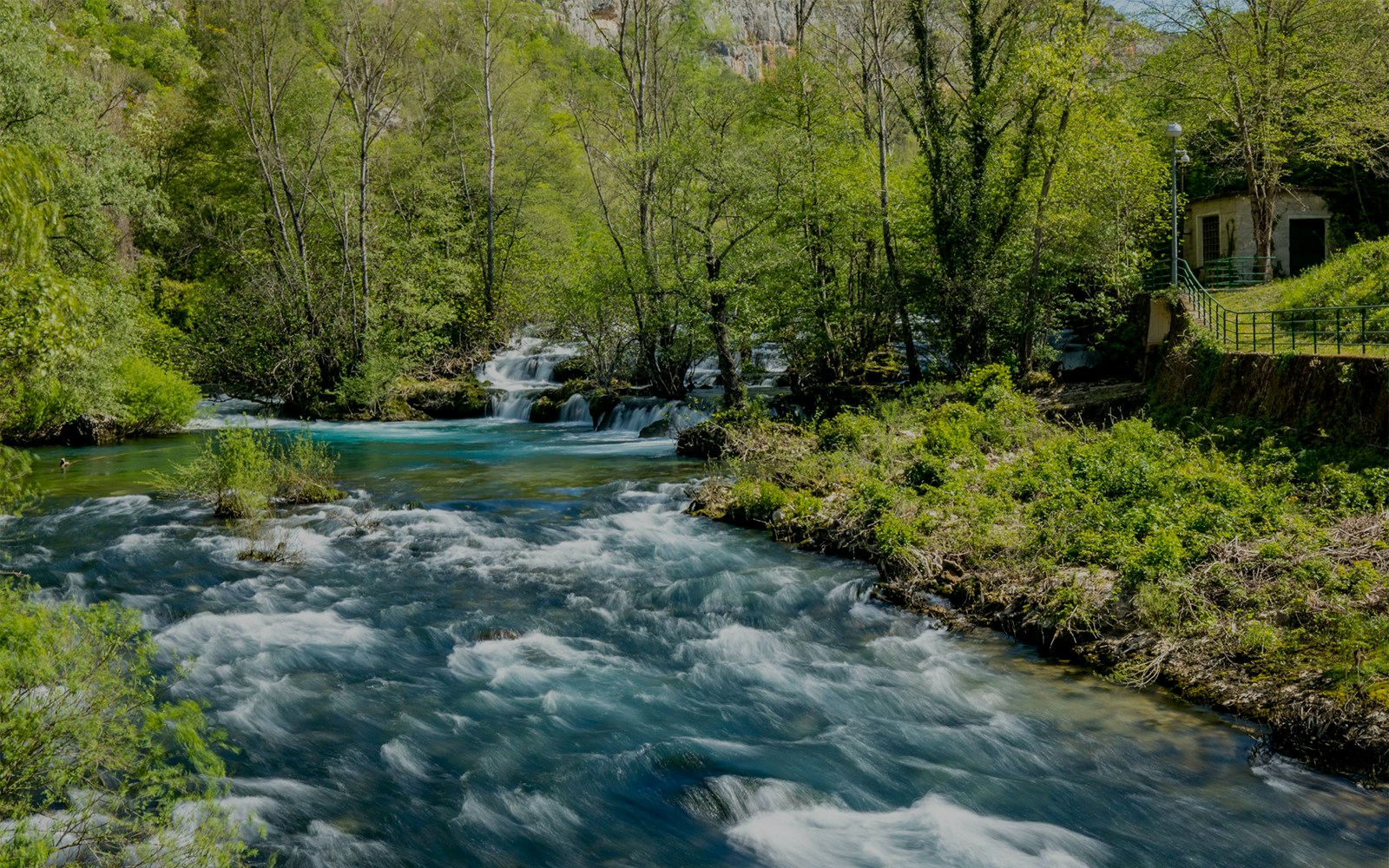 Miljacka slap waterfall cascading over rocks at Krka National Park, Croatia.