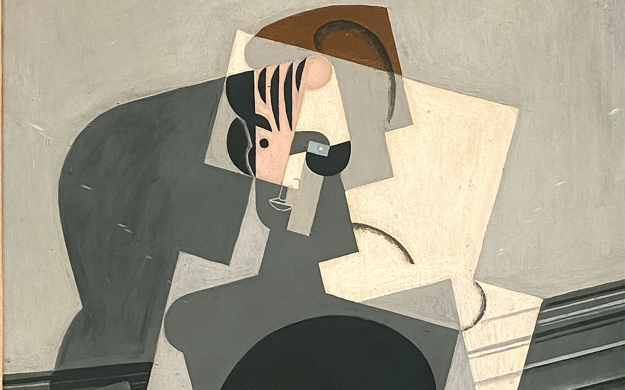 Cubist artwork displayed during Reina Sofia Museum tour in Madrid, Spain.