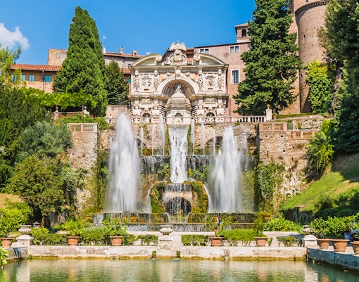 Villa d’Este fountains and gardens in Tivoli, Italy.