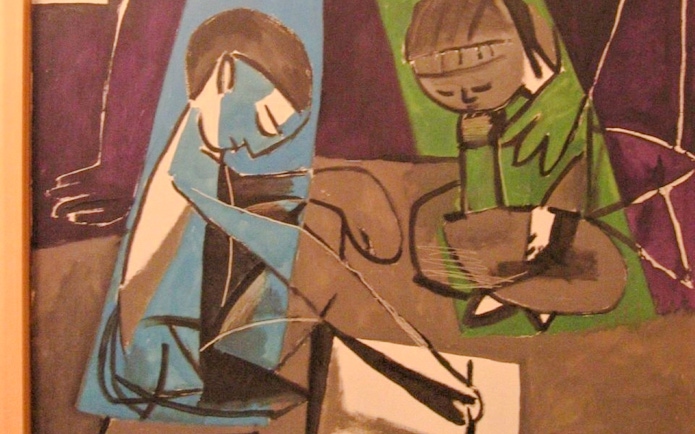 Two abstract figures in a Picasso painting at the Picasso Museum, Paris.
