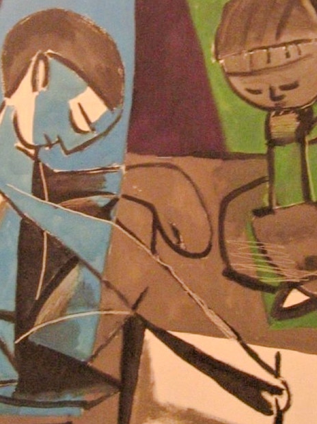 Two abstract figures in a Picasso painting at the Picasso Museum, Paris.