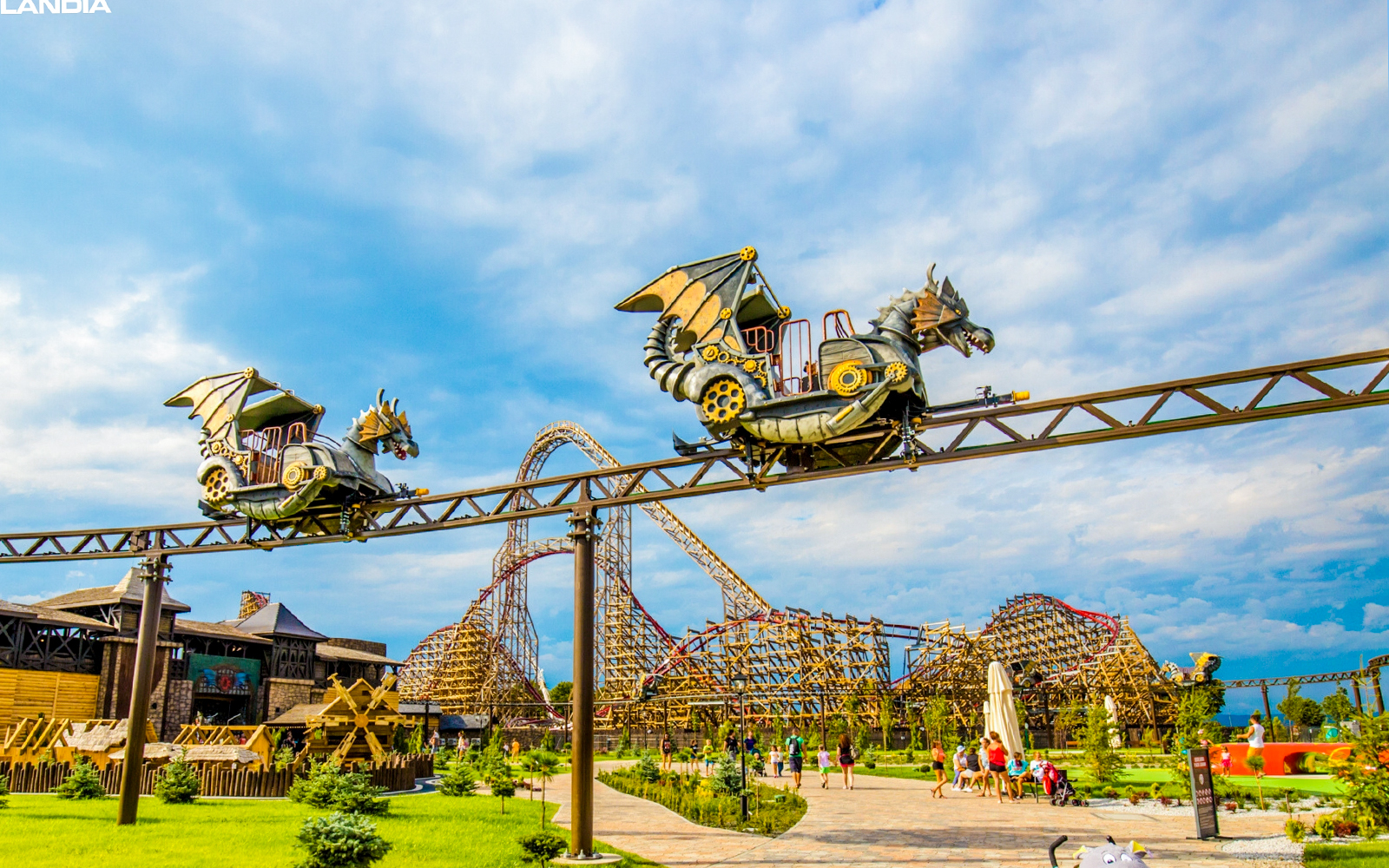 Roller coaster ride in Energylandia's Dragon Zone, Dragon Adventure, Poland.