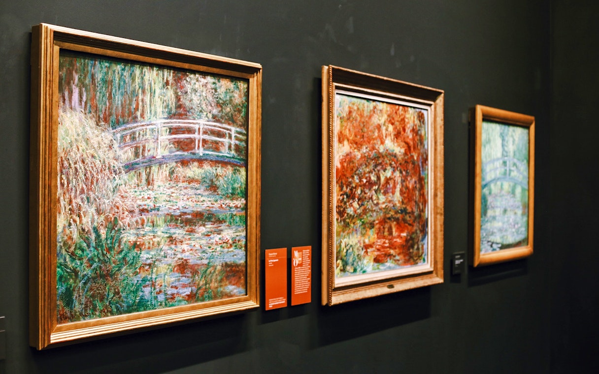 Monet paintings displayed inside Orsay Museum, Paris, France.