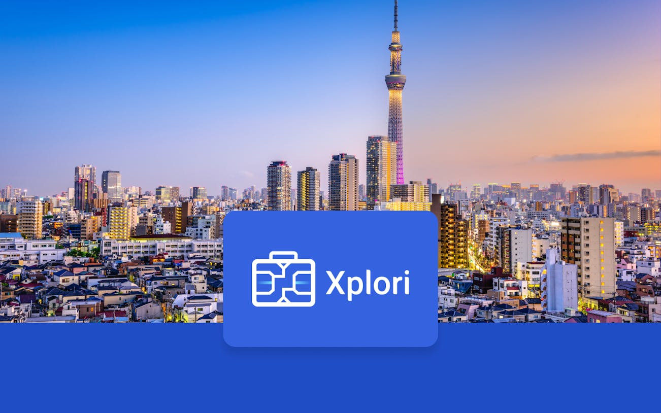 Tokyo skyline with Skytree tower at sunset, promoting Japan 3G Tourist eSIM.