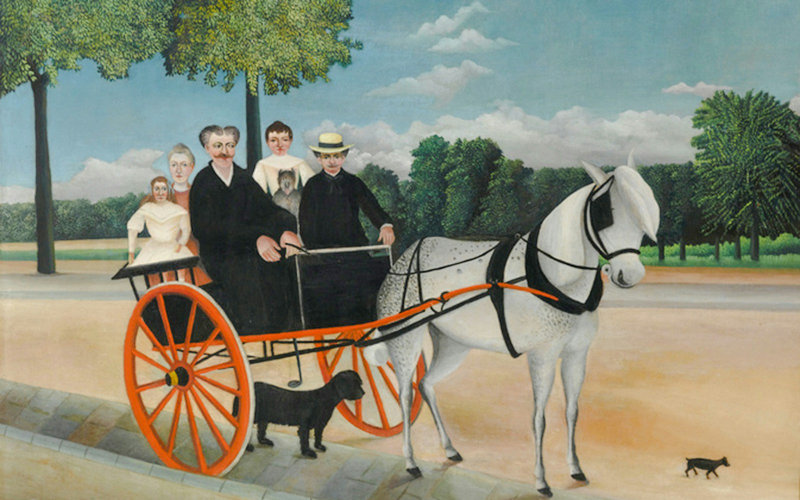 Père Junier’s Carriage painting at Orangerie Museum, Paris, featuring a horse-drawn cart with passengers.