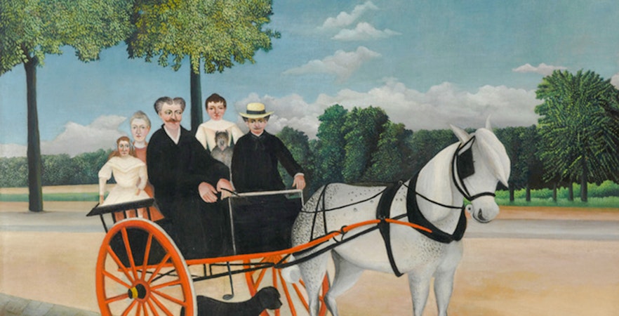 Père Junier’s Carriage painting at Orangerie Museum, Paris, featuring a horse-drawn cart with passengers.