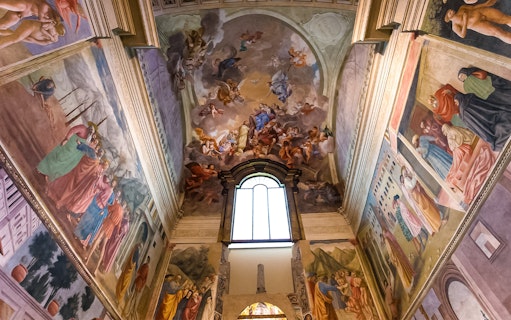 Brancacci Chapels frescoes depicting biblical scenes and figures in Florence, Italy.
