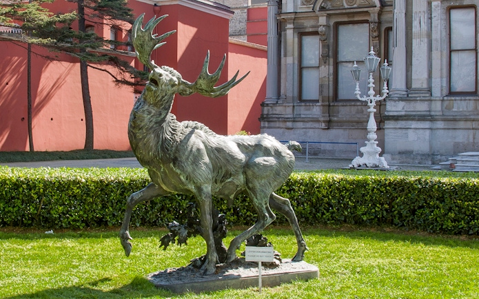 Sculpture of a stag in the garden of Istanbul Beylerbeyi Palace.