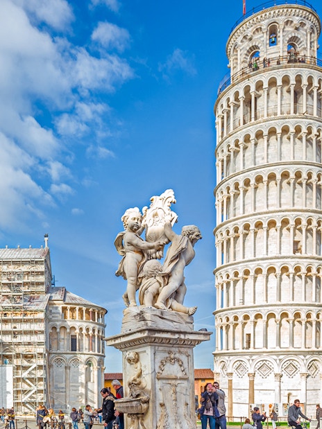 Leaning Tower and Pisa Cathedral at Square of Miracles, Pisa.