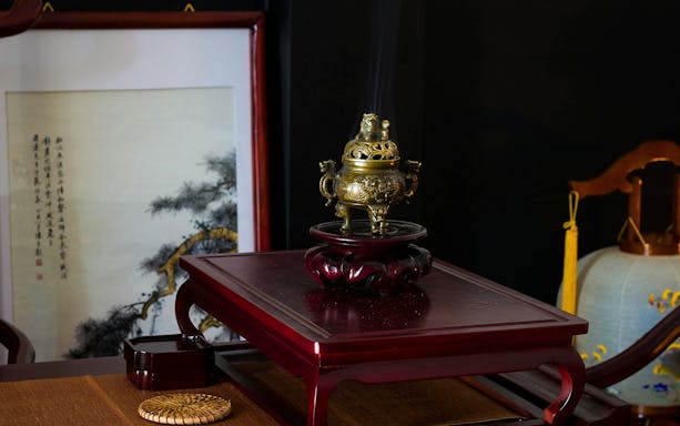 Antique incense burner on display at Asian Civilisations Museum, Singapore.