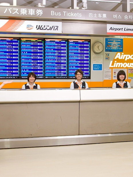 Ticket counter for limousine bus service at Haneda Airport, Tokyo.