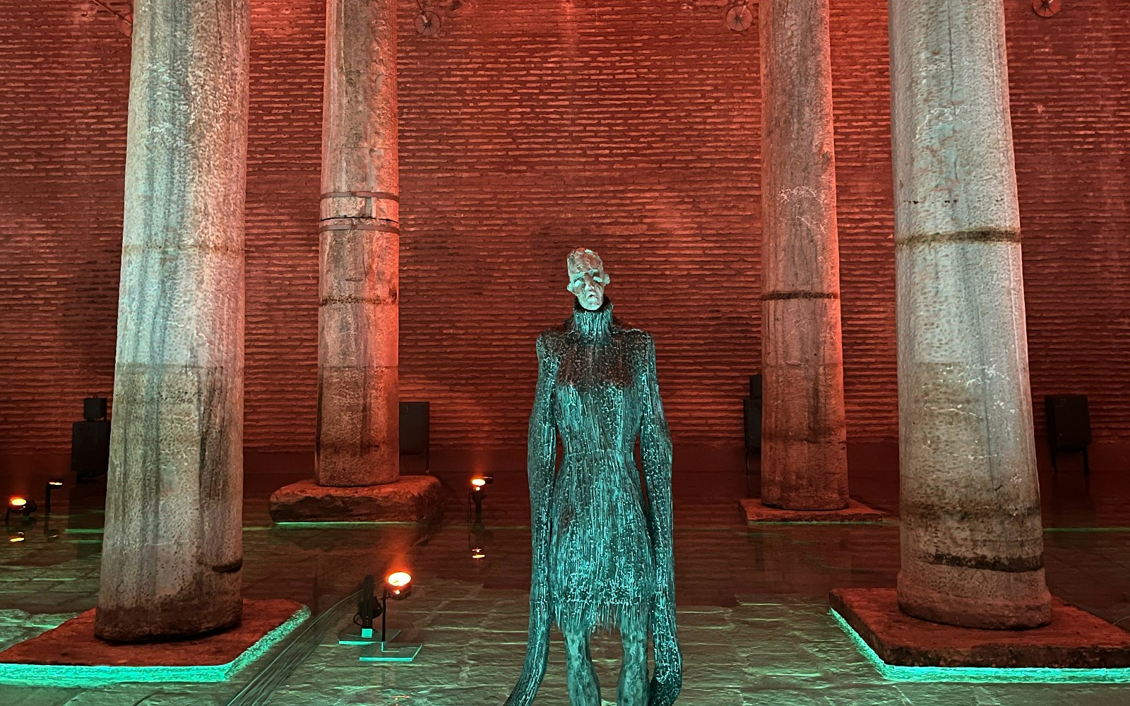 Basilica Cistern statue and columns, Istanbul Hop-On Hop-Off Bus Tour.