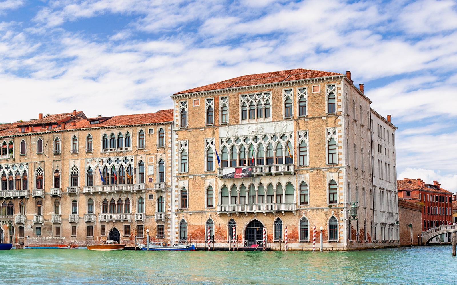 Palazzo Giustinian facade along the Grand Canal in Venice, Italy.