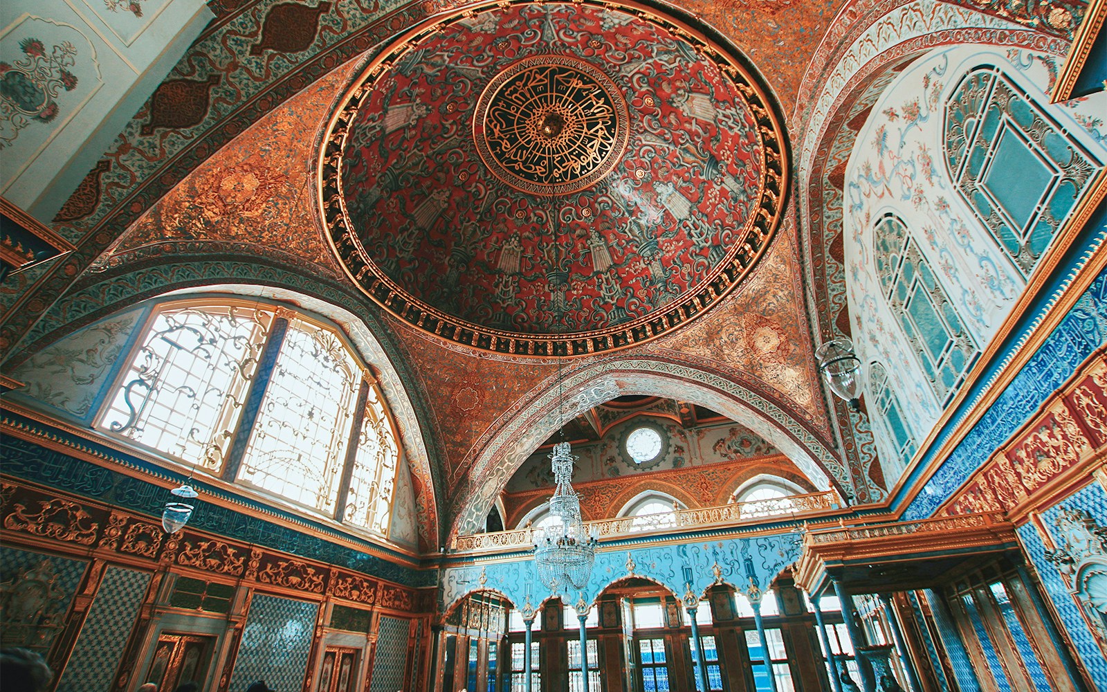 Topkapi Palace Emperors’ Privy Chambers with ornate dome and intricate wall designs.