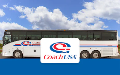 Coach USA bus for one-way tickets from Chicago O'Hare Airport to Milwaukee.