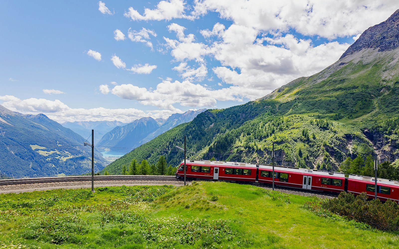 Bernina Express at Alp Grum Station