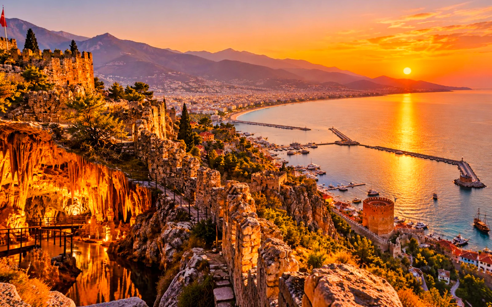 Alanya Guided City Tour with Hotel Pickup: Alanya Castle, Damlatas Cave and Sunset Viewpoint