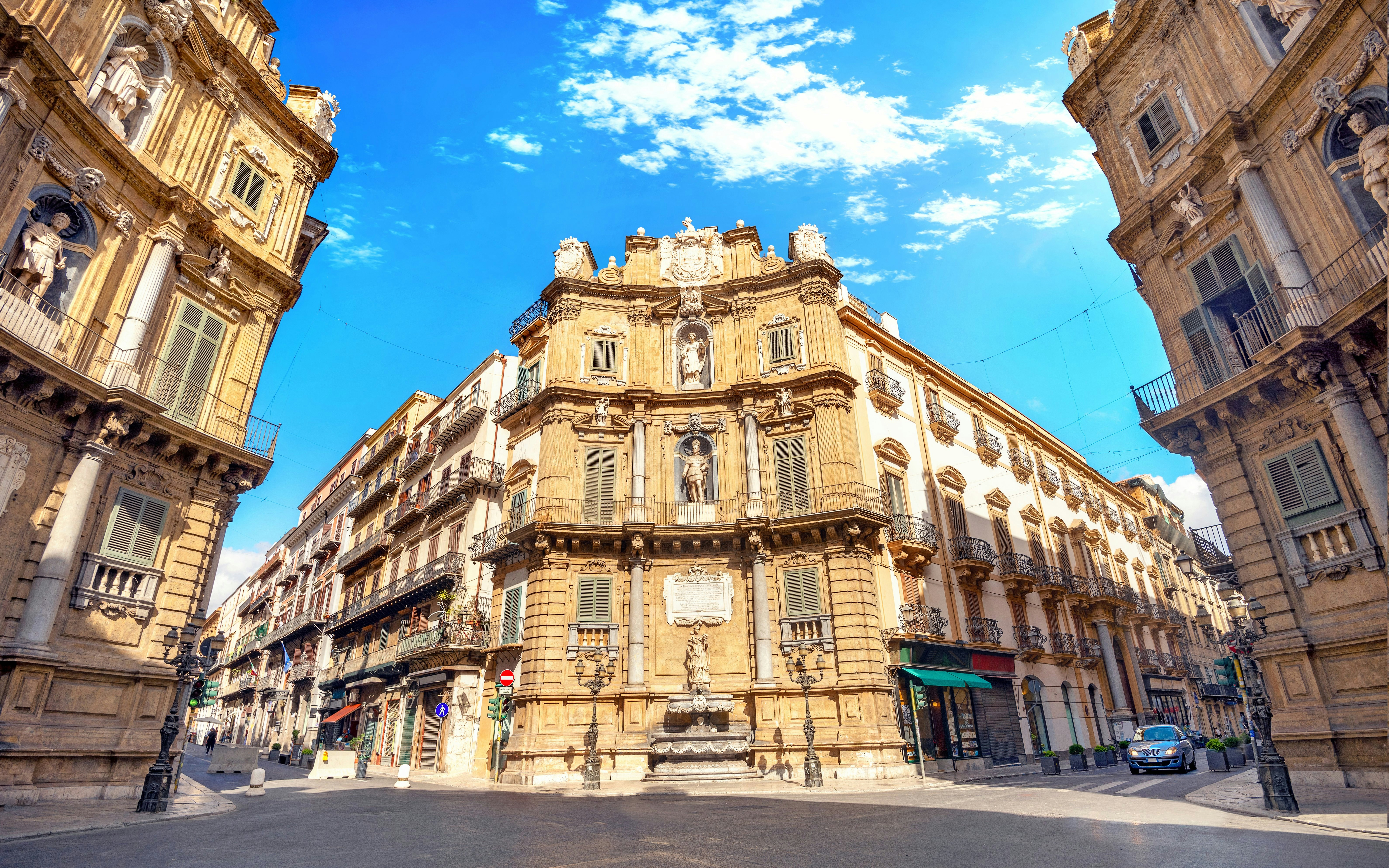 View of Quattro Canti (four corners) square in Palermo, Sicily, Italy