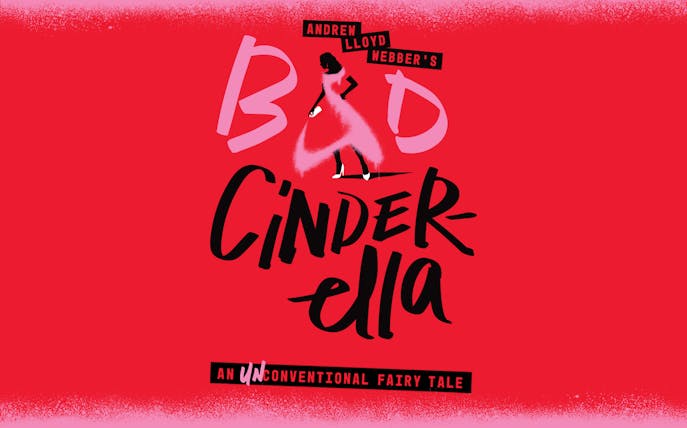 Andrew Lloyd Webber's Bad Cinderella logo with silhouette of a woman on red background
