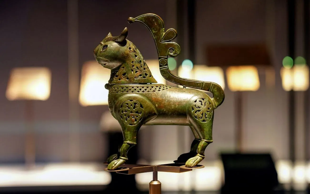 Bronze lion sculpture at Light & Peace Museum, Sheikh Zayed Grand Mosque Centre.