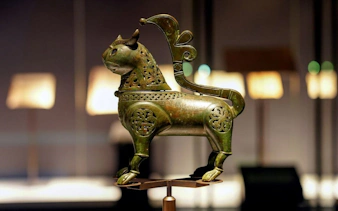 Bronze lion sculpture at Light & Peace Museum, Sheikh Zayed Grand Mosque Centre.