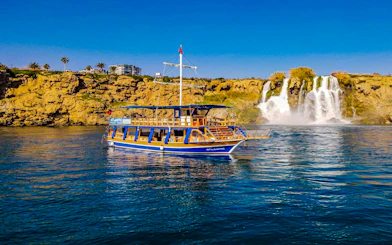 Antalya Coast Boat Cruise to Duden Waterfalls and Lara Beach with Lunch & Soft Drinks