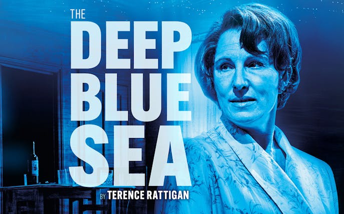 Poster for The Deep Blue Sea play by Terence Rattigan, featuring a woman in blue lighting.