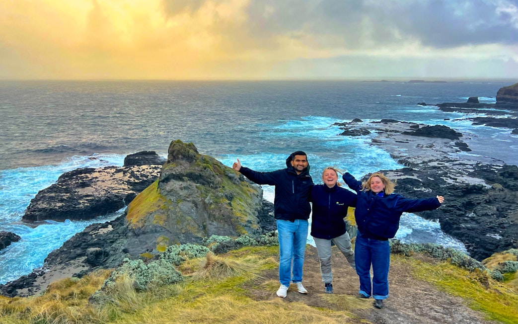 Tourists enjoying the scenic view at Nobbies, Phillip Island.
