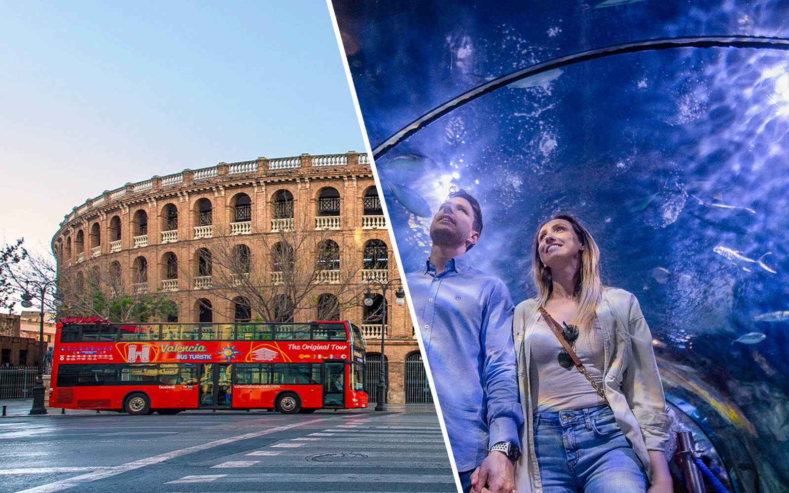 Combo (Save 10%): Valencia Hop-On Hop-Off Bus Tour + Oceanogràfic Tickets