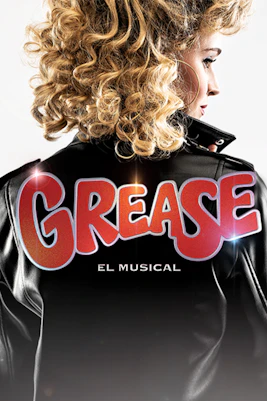 Grease musical cast performing on stage in London theater.