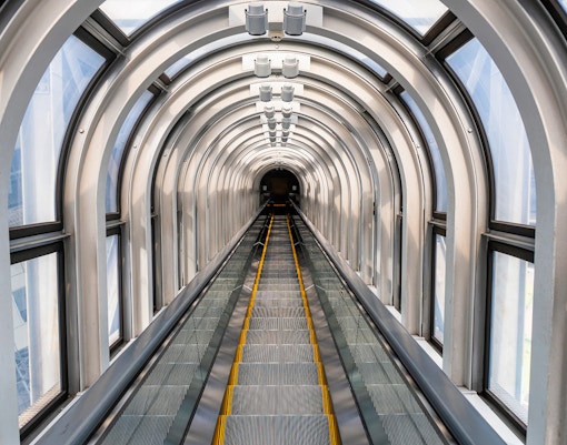 Escalator inside the Umeda Sky Building, Osaka, Japan.