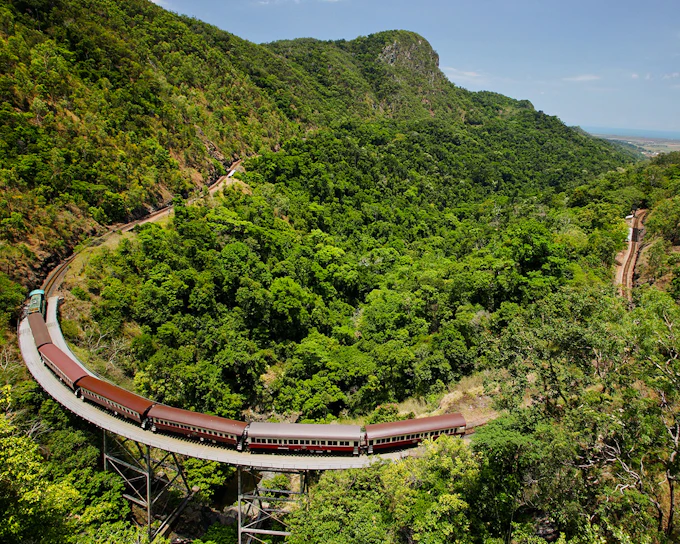 From Cairns: Scenic Train with Gold Class & Skyrail Kuranda Tour with Transfers