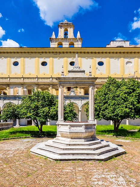 Courtyard of Certosa di San Martino during Pedamentina trek in Naples.