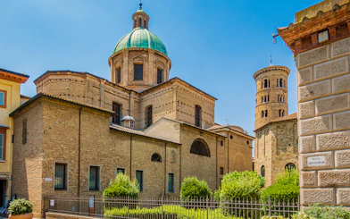 Ravenna's Basilica of San Vitale with its iconic dome and bell tower.