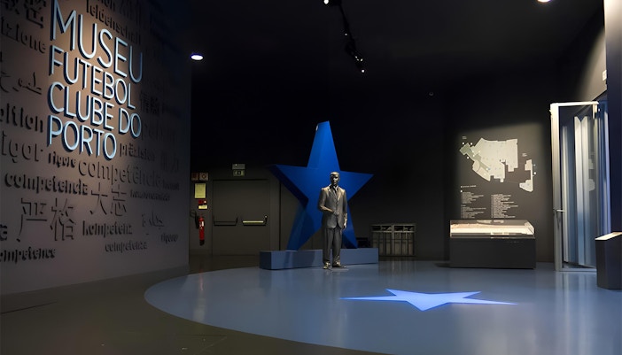 FC Porto Museum and Stadium tour entrance with blue and white team colors.