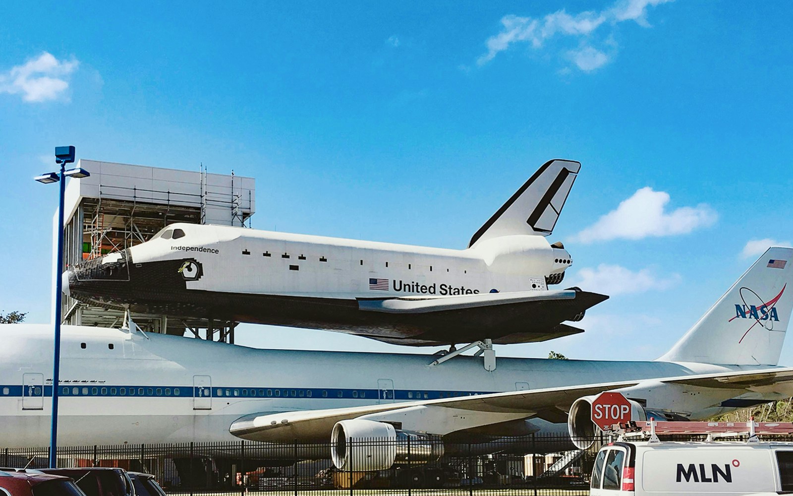 Shuttle Carrier Aircraft (SCA) dispayed outside the Houston Space center