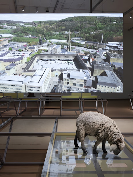 Formafantasma exhibit at Stedelijk Museum, Amsterdam, showcasing Oltre Terra installation.
