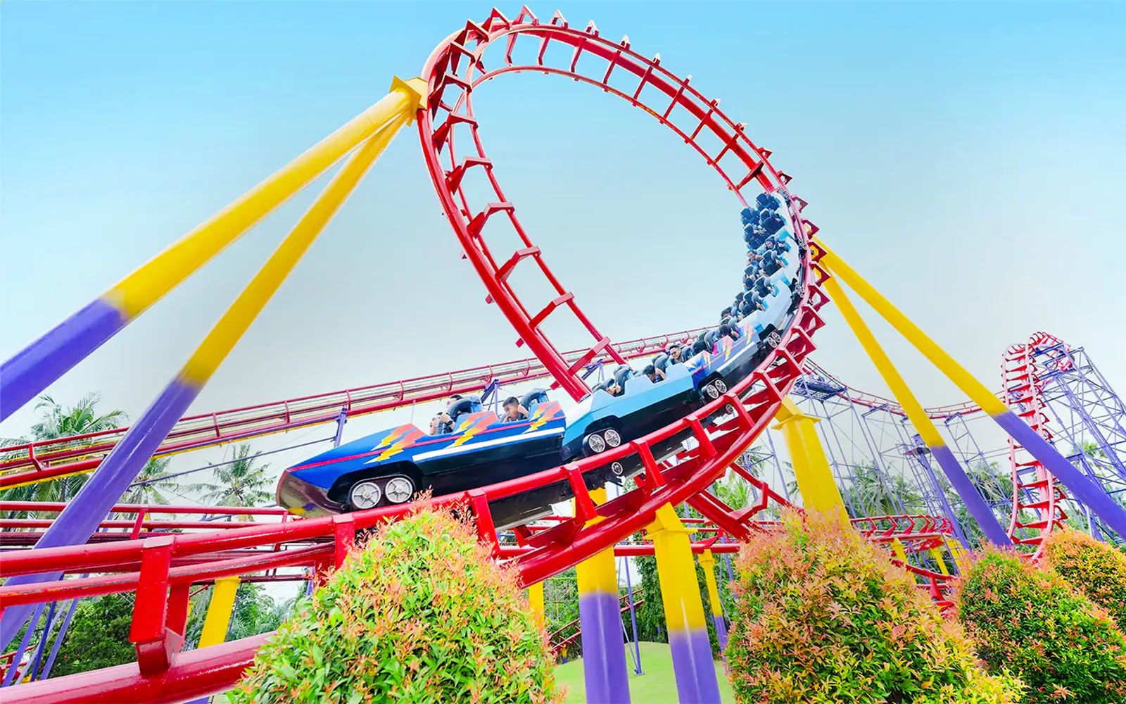 Roller coaster loop at Dunia Fantasi Dufan Theme Park, Jakarta.