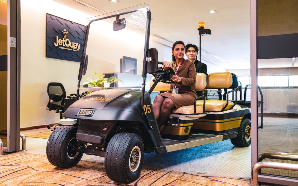 Buggy ride at Quayside VIP Lounge, Singapore Airport.