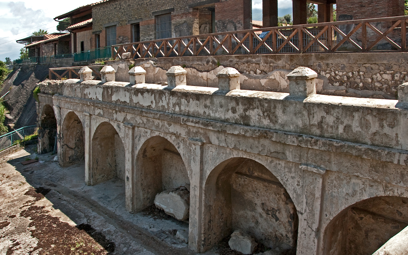 Villa Arianna Pompeii ancient arches and stone structure.