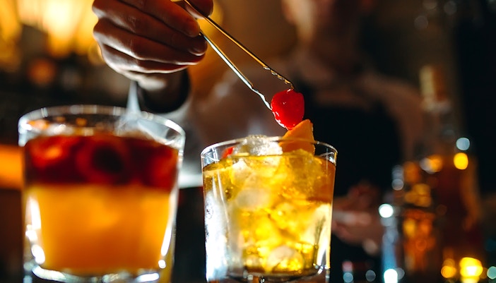 vintage cocktail at a bar