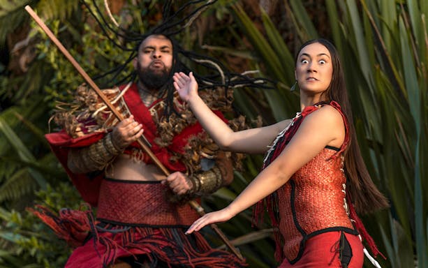 Maori performers in traditional attire during Te Pā Tū Cultural Experience, New Zealand.